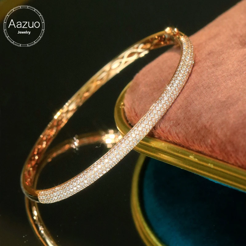 Aazuo настоящие ювелирные изделия из белого золота 18 карат с натуральными