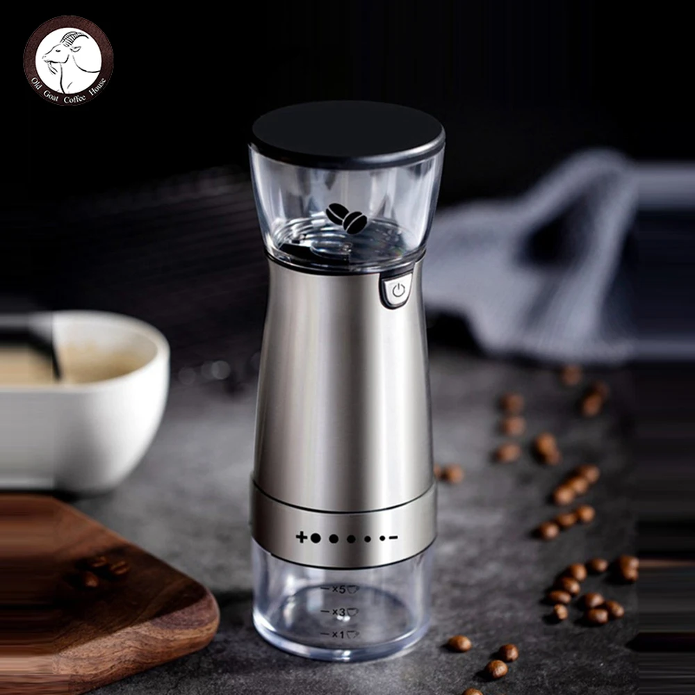 

304 Stainless Steel Ceramic Burr Coffee Bean Grinder USB Rechargeable Electric Portable Coffee Grinder