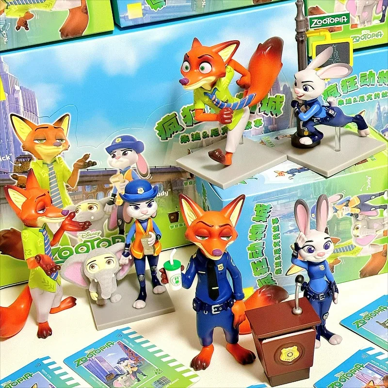 Фото Коллекционные фигурки ZOOTOPIA: Серия «Истории Джуди и Ника», случайный набор, кавайные аниме-фигурки, загадочная коробка, настольная модель, украшение, игрушка, подарок №5