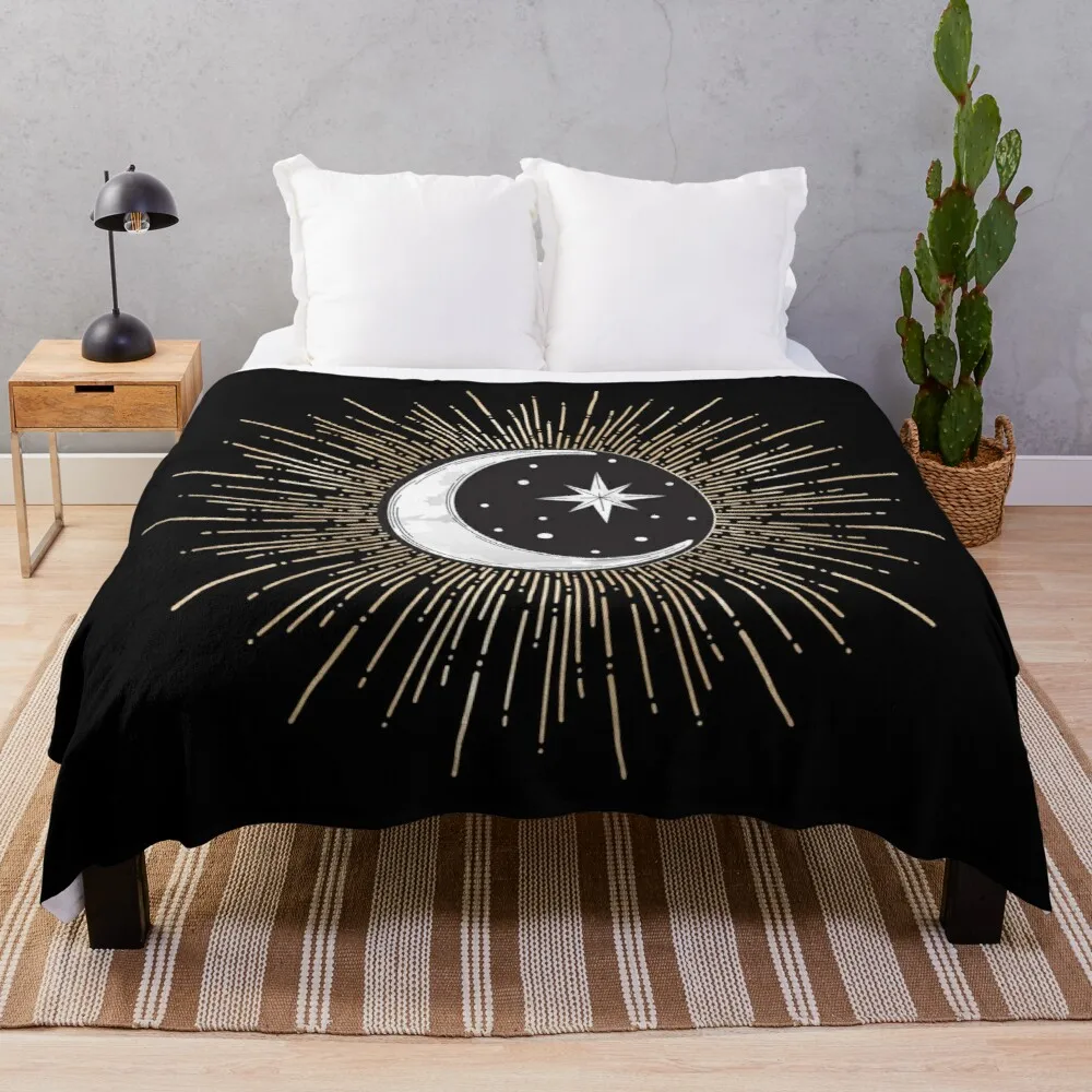 

Darklina Moon Throw Blanket sofa blanket with tassels retro blankets Blanket for sofa