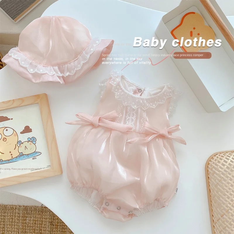 0-2 Years Old Baby Jumpsuit Short Sleeve Baby Girl Jumpsuit Rompers Jumpsuit Summer Thin Princess Lace Princess Dress
