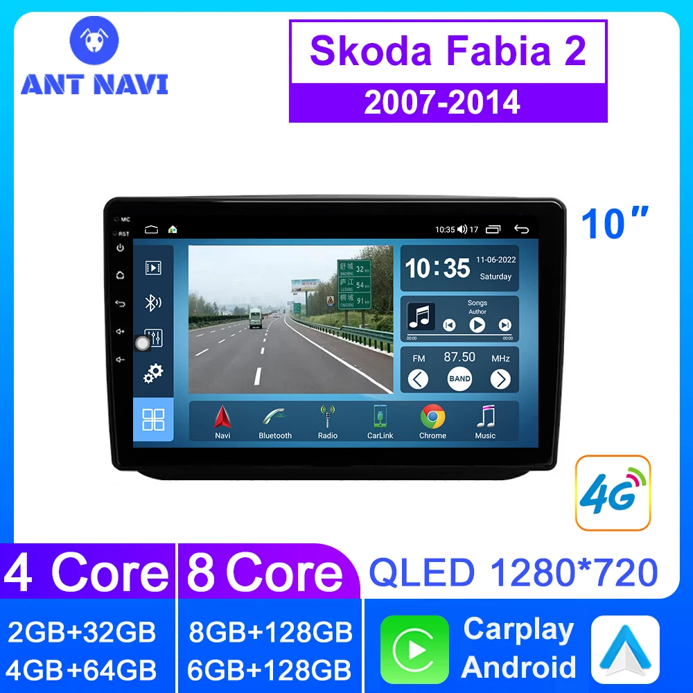 

AntNavi Android Radio Carplay For Skoda Fabia 2 2007-2014 Car Stereo Multimedia DVD Autoradio Android Auto GPS Touch Screen