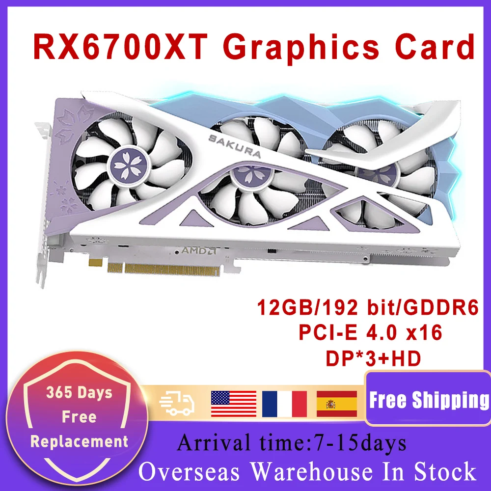 

Yeston Radeon RX 6700 XT GPU 12GB GDDR6 192 bit 7nm 2433/16000MHz Gaming Desktop computer PC Video Graphics Cards support DP/HD