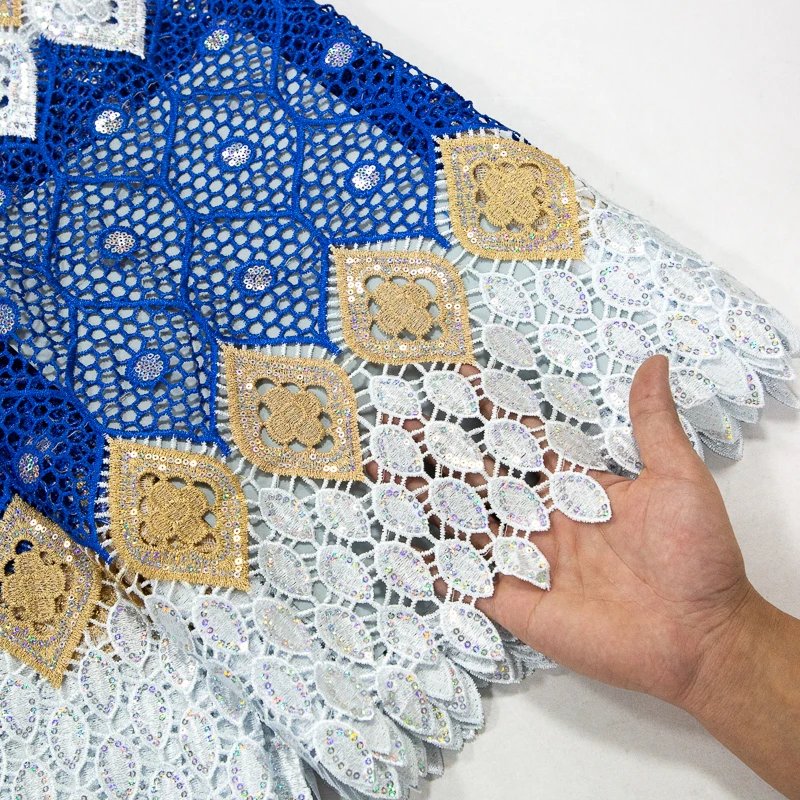 2024 Высококачественная Водорастворимая кружевная ткань с блестками африканская