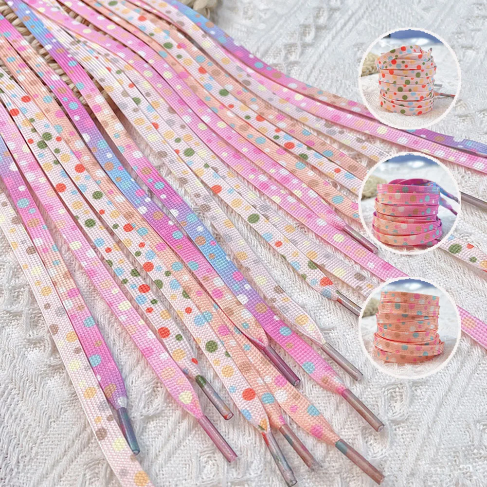 

Flat Shoelaces Rainbow Colour Shoe Laces Casual Canvas Shoes Colorful Shoelace Print Dot Suitable for All Unisex 1 Pair
