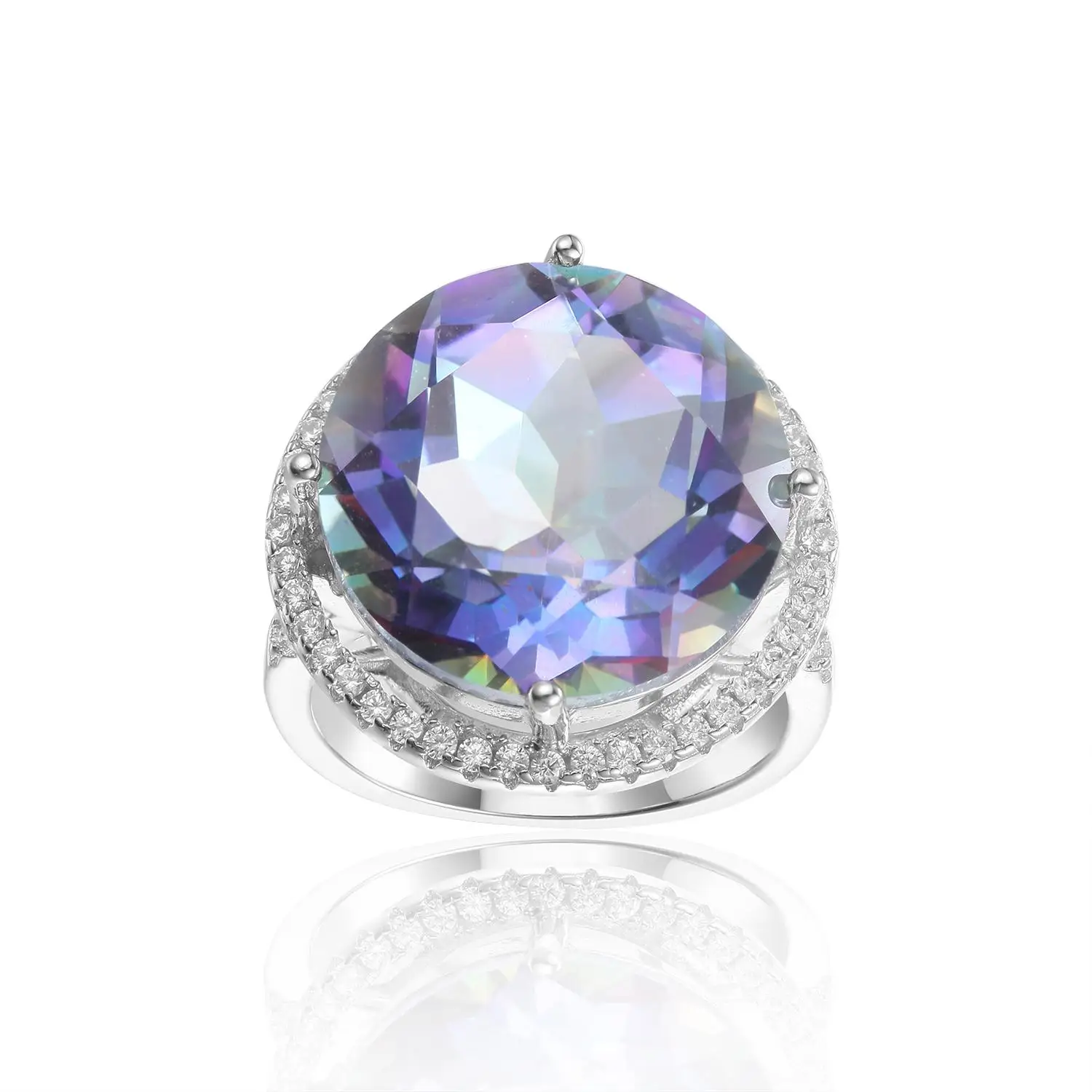 GEM'S BALLET 925 Sterling Silver Gemstone Rings Blueish Mystic Topaz Vintage Cocktail Ring For Women Party Jewelrt