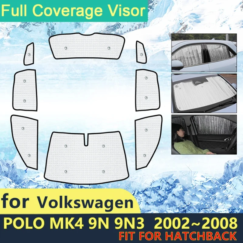 Полные чехлы солнцезащитные козырьки для Volkswagen VW POLO MK4 2002 ~ 2008 автомобильная