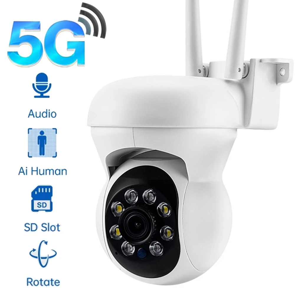 5Ghz 2.4Ghz 5MP IP Camera WiFi Surveillance Security Camera Indoor Ai Human Detection Audio Remote Monitor Mini PTZ Camera