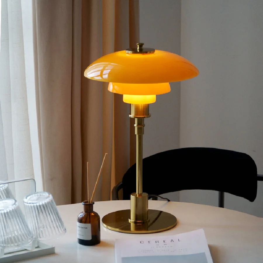 

Nordic Style Danish Desk Lamp Chrome Gold Table Light Living Room Study Hotel Soft Bedside Decor Glass Table Lamp
