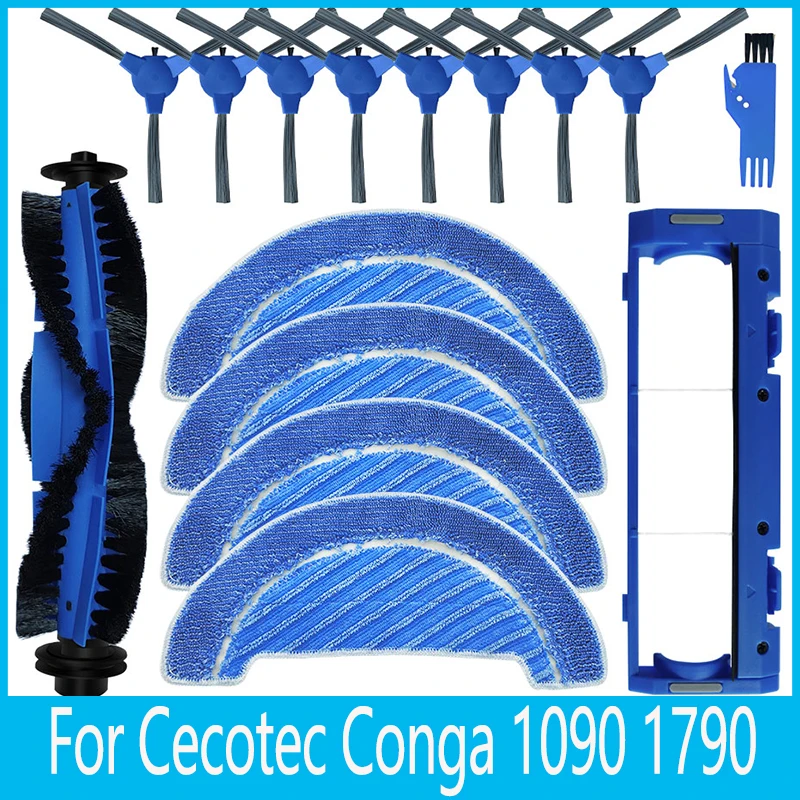 

For Cecotec Conga 1090 / 1099 1990 Connected / 1790 Ultra Titanium / 999 990 Vital Spare Parts Main Side Brush Mop Rag Cover