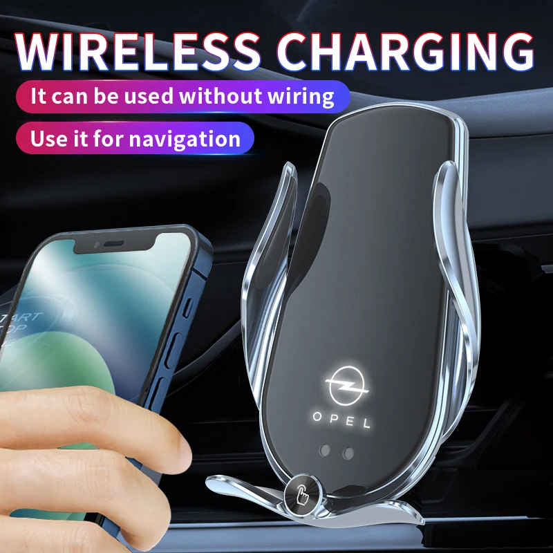

Rotatable Car Mobile Phone Holder Air Outlet Clamp15W Wireless Charger For Opel Emblem Phone Bracket GPS Navigation Accessories