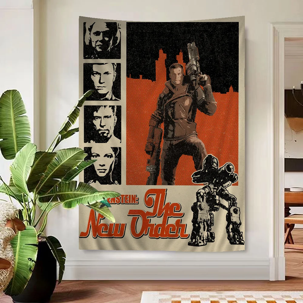 Wolfenstein аниме видеоигра диаграмма гобелен для гостиной домашний декор в общежитии