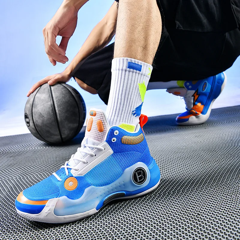 Trendy High-top Basketball Shoes For Men Breathable Cushion Durable Sport Shoes Women Platform Trainer Basketball Sneakers Men