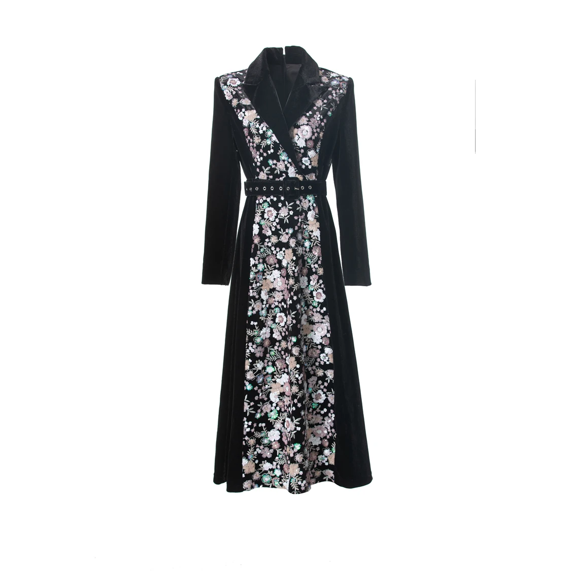 Женский Тренч с отложным воротником и длинными рукавами бархатное велюровое