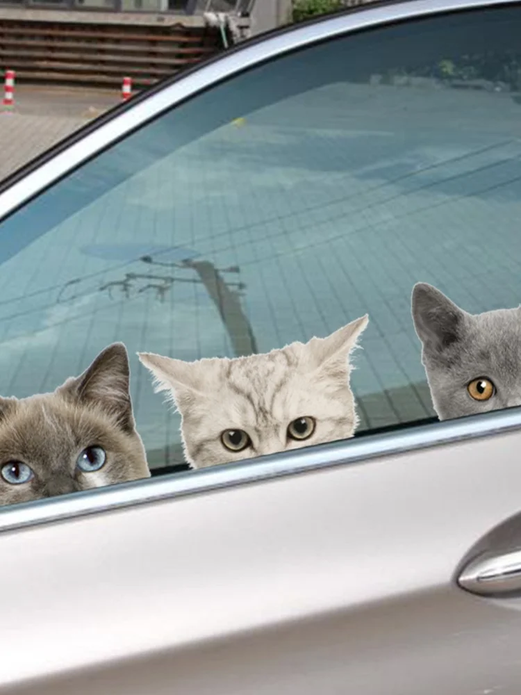 Funny 3D Cat Dog Half A Face Peeking Car Sticker Wall Background Art Decals Decorations Cute Animal Wall Stickers for Home Decor