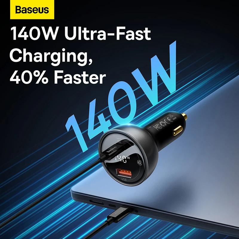 BASEUS 140 Вт PD 3 1 автомобильное зарядное устройство QC 0 Быстрая зарядка USB Type C для