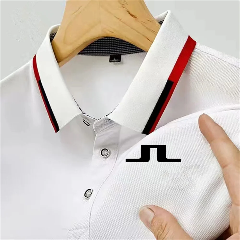 Men's Golf Short Sleeve 2023 Summer High Quality Loose Elastic Breathable Casual T-shirt Thin Business Polo Knit Men's Polo Knit