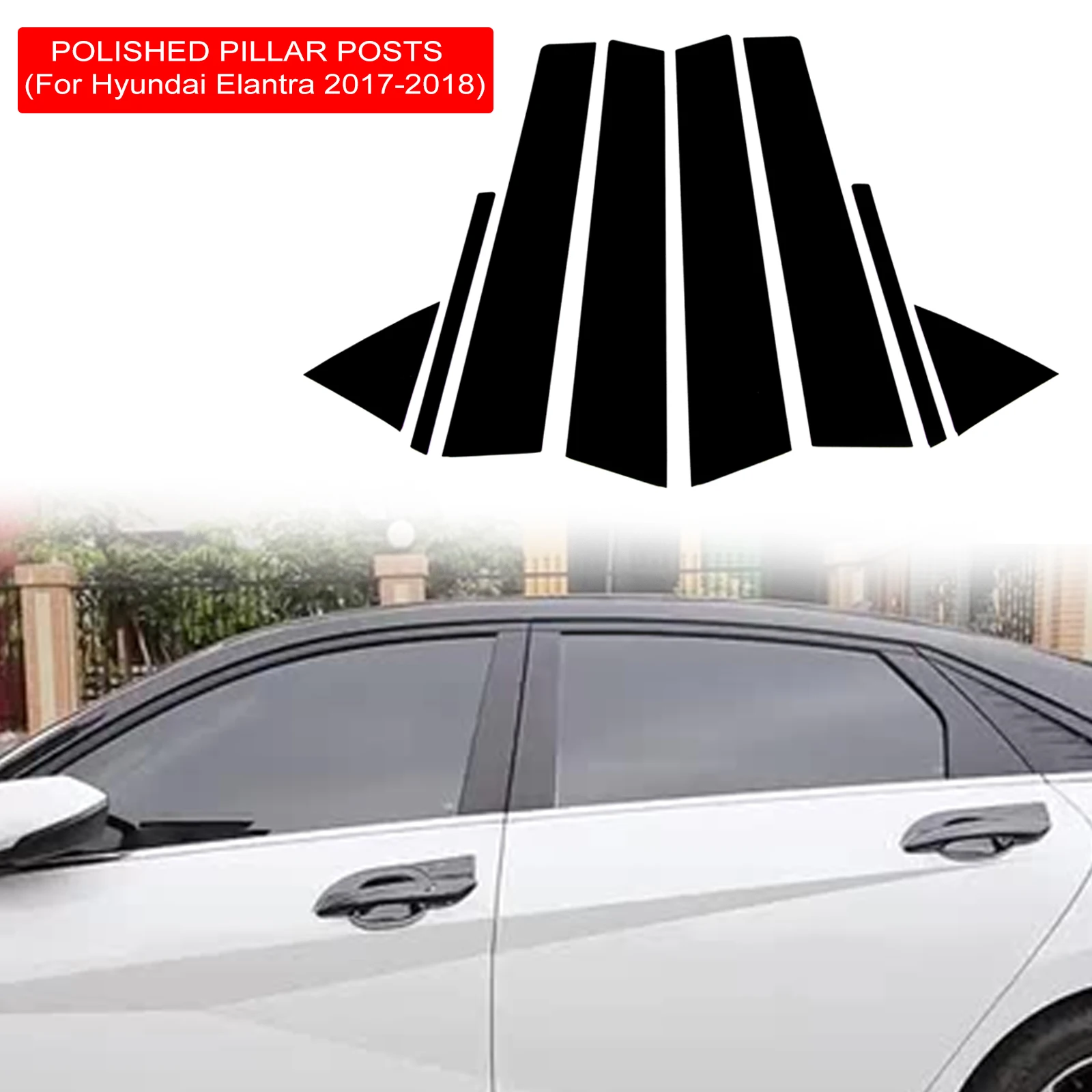 

8PCS Polished Pillar Posts Fit For Nissan Sentra 2013-2019 Window Trim Cover BC column sticker Chromium Styling
