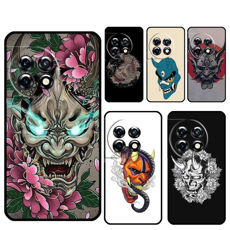 Японская маска Oni Hannya Demon Funda для OnePlus 12R 13 12 R 11 9 10 Pro 8T 9RT 10T Nord 4 CE 2 3 Lite N20 N30 Чехол