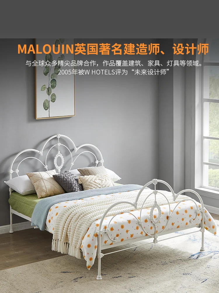 Bed French Iron Bed Double Bed Girl Princess Bed Bed Man Bedroom Cream Bed Bed