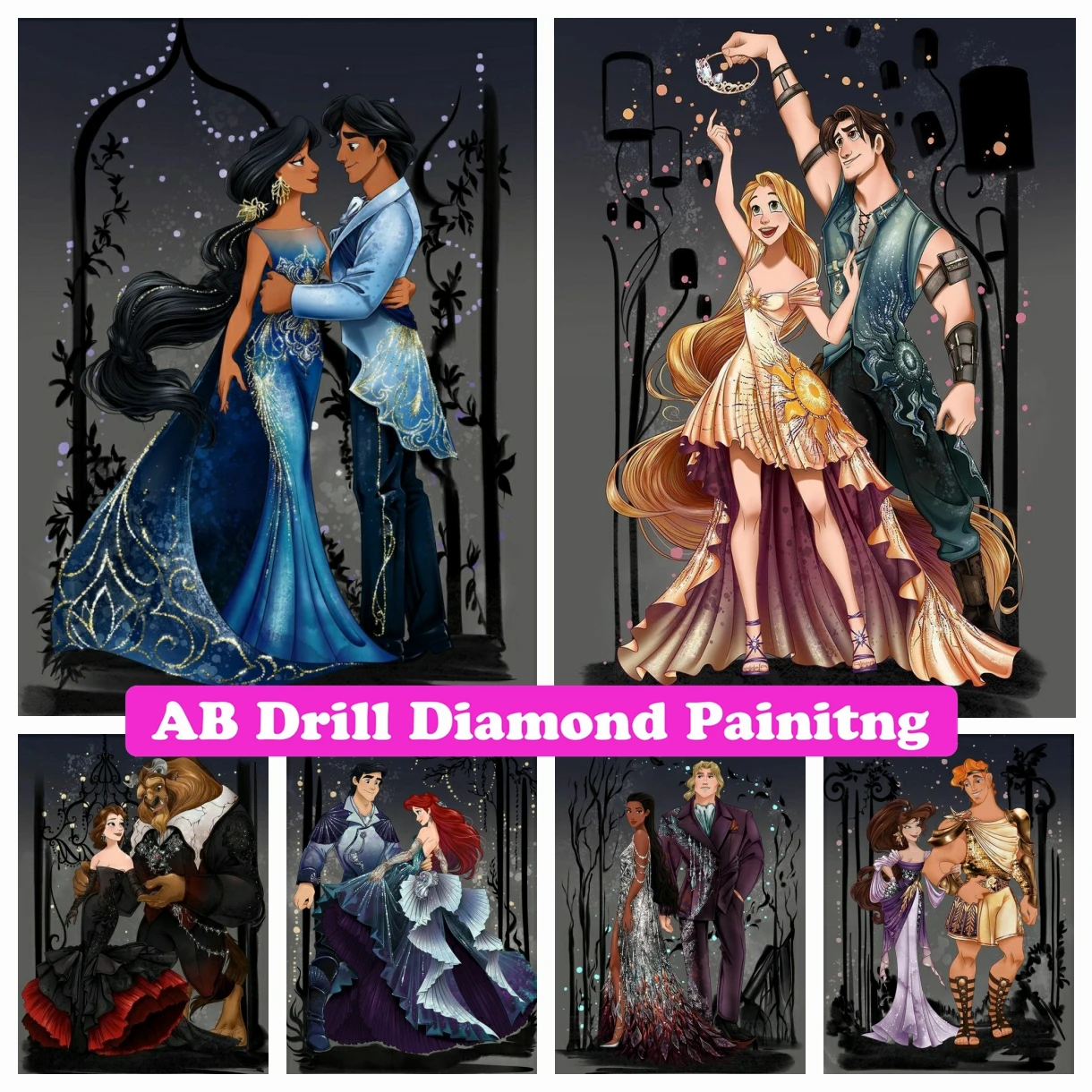 Disney Princess and Prince 5D DIY AB Drill Diamond Painting Mosaic Fantasy Cartoon Art Cross Stitch Handmade Craft Home Decor