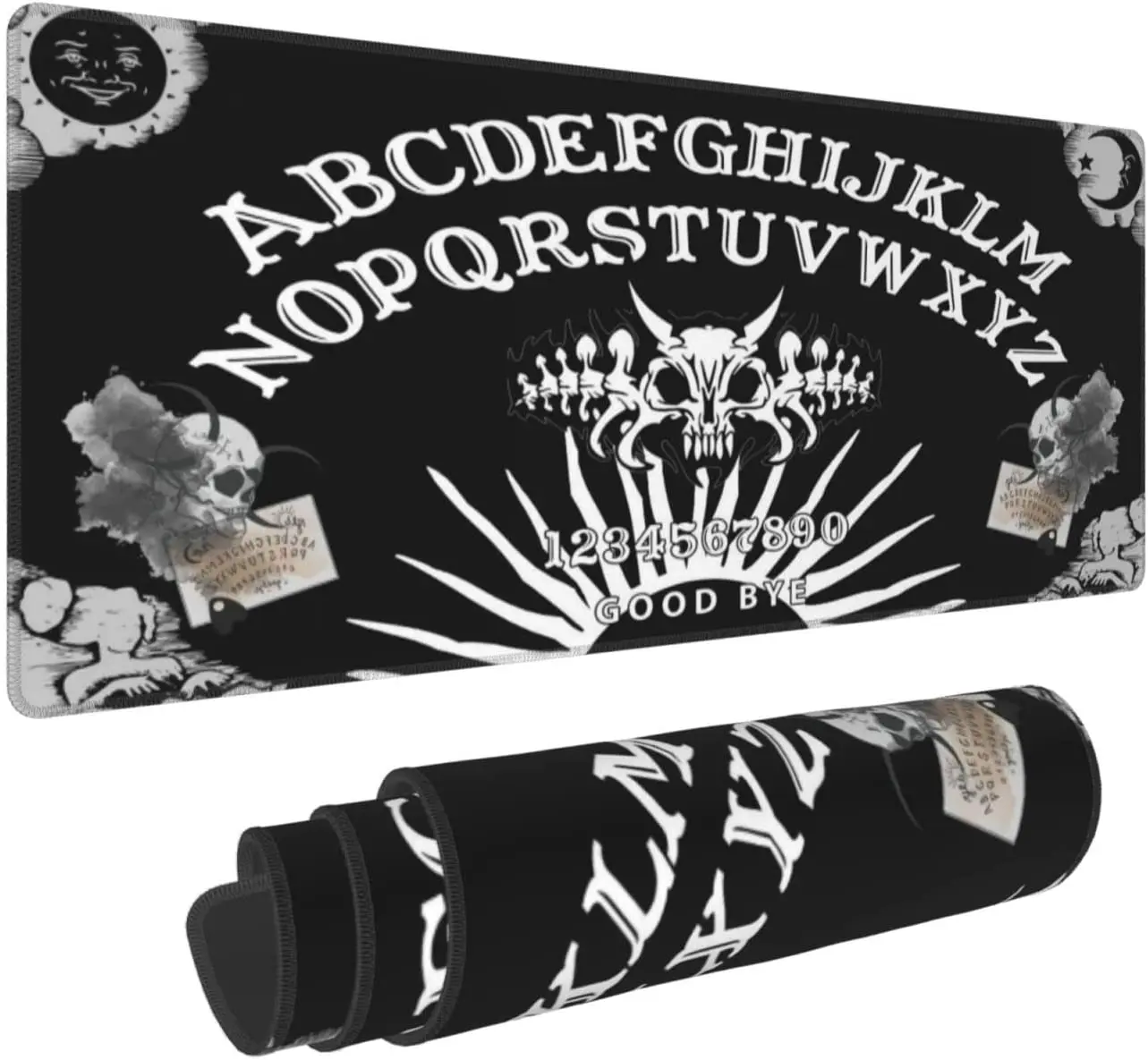 

Mystic Goth Ouija Board Skull Sun Rays Tentacles Mouse Pad Mousepad Accessories Extended Stitched Edge Rubber Sole 31.5X11.8