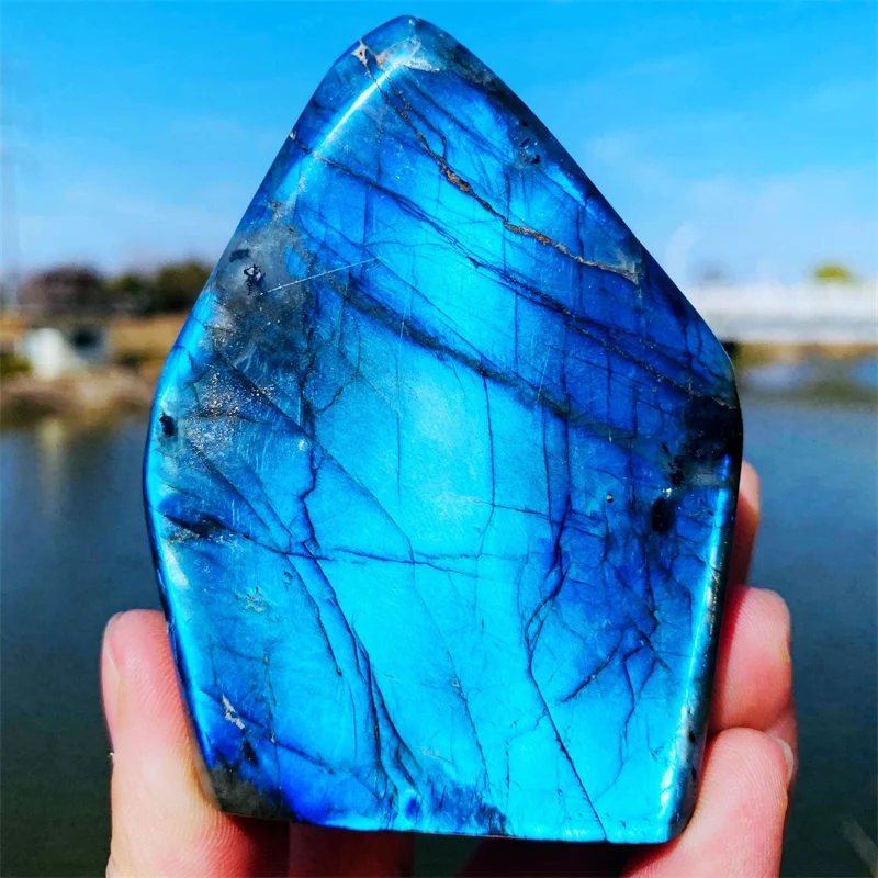 

2000g Pretty Natural Crystal Quartz Polished Gemstone Large Labradorite Stone with Blue or Yellow Flash Energy Healing Stone