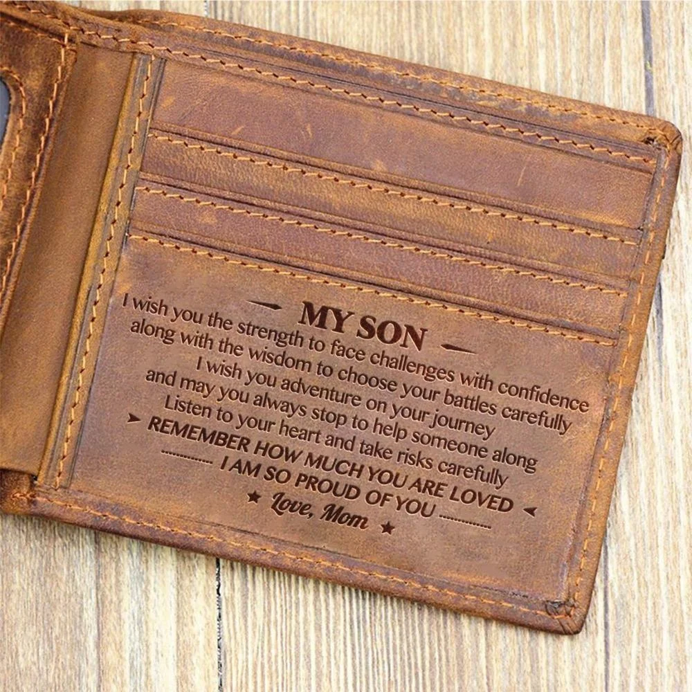 

MOM TO SON DROP SHIPPING WALLET ENGRAVING WALLETS BIRTHDAY CHRISTMAS GIFTS