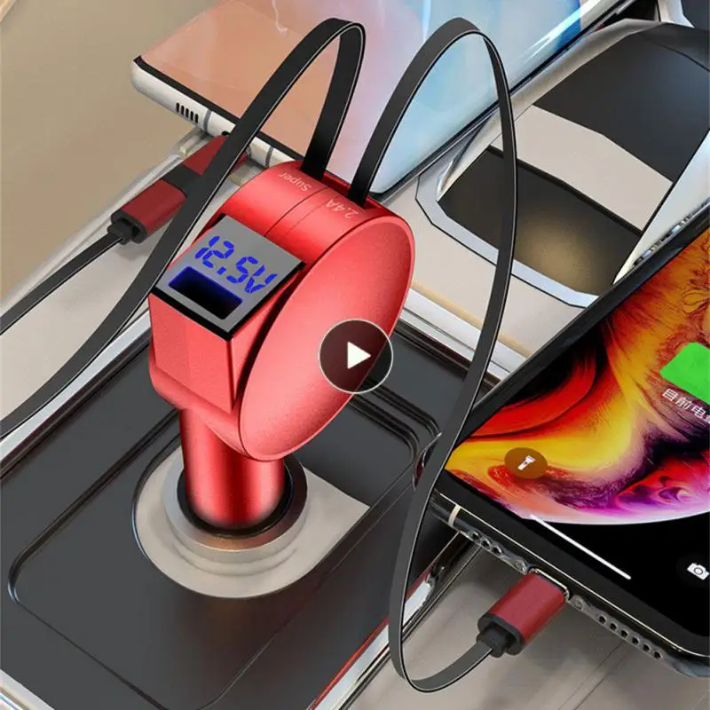 

3 In 1 Car Charger Three Different Interfaces Super Fast Charger Universal Retractable Car Charger Super Fast Charger Portable