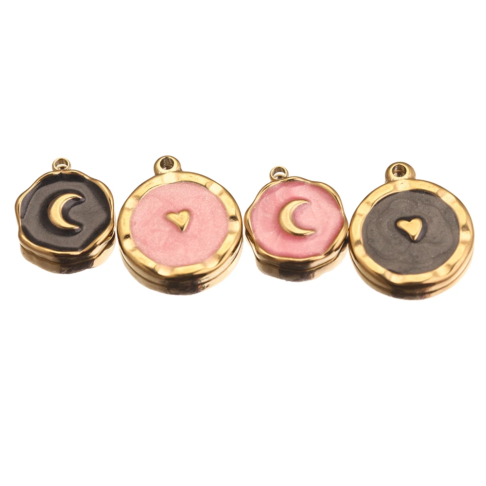 5 шт. эмалированная медаль из нержавеющей стали в виде Луны и сердца подвески для