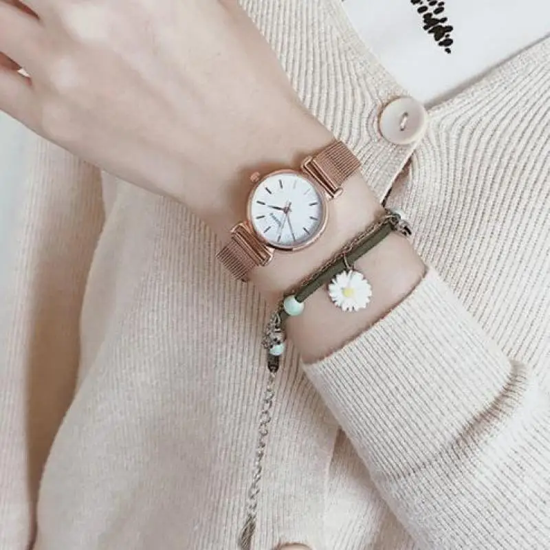 Круглые кварцевые наручные часы в стиле ретро роскошный ремешок из нержавеющей