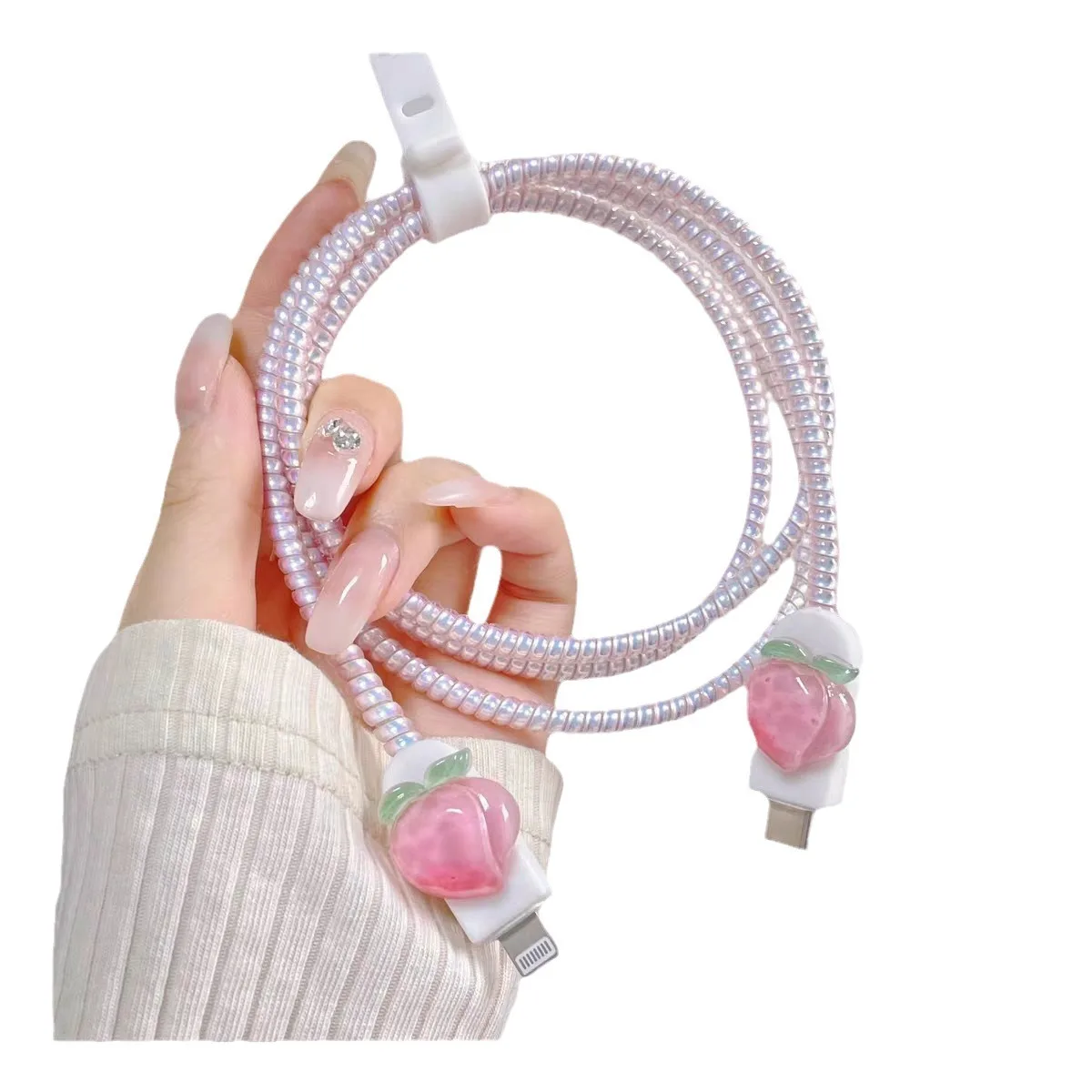 Защитный органайзер для зарядного устройства iPhone 14 13 12 11 Pro Max 18/20 Вт 3D Honey Peach