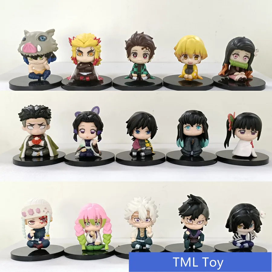 

5pcs/lot Anime Demon Slayer Kimetsu No Yaiba Nezuko Zenitsu Tanjirou Giyuu Inosuke Kyoujurou Action Figure Cute PVC Doll gift