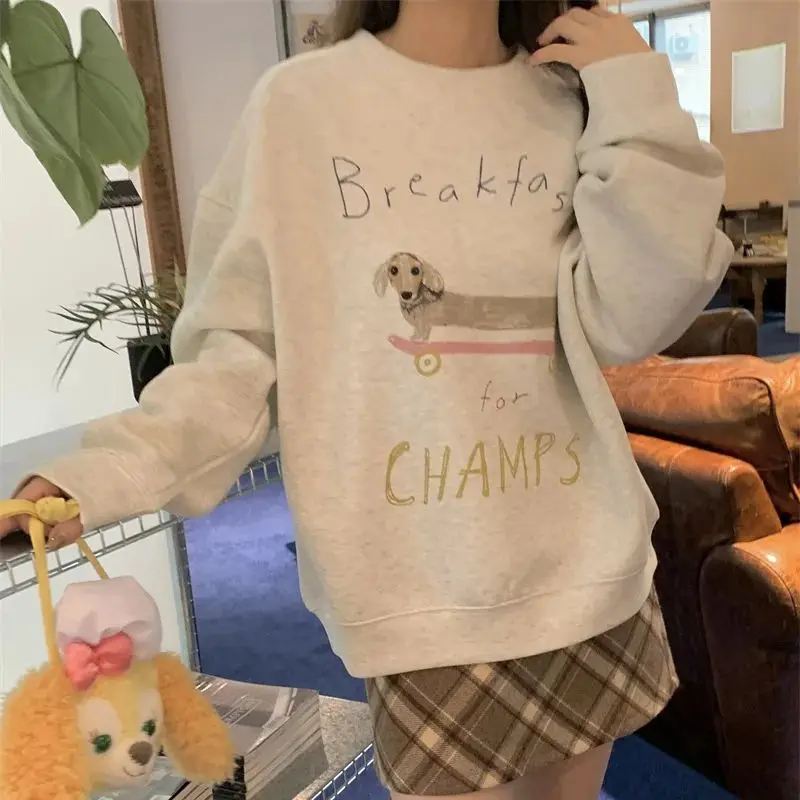 

Женская толстовка с принтом Hsa, повседневный пуловер с длинными рукавами и круглым вырезом, свободные свитера с буквенным принтом