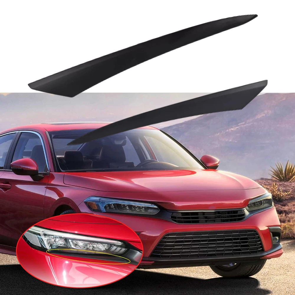 Фото 1 пара накладок на брови для фар автомобиля, черные наклейки для Honda Civic 2022 2023, автомобильные веки, крышки, декоративные аксессуары №1