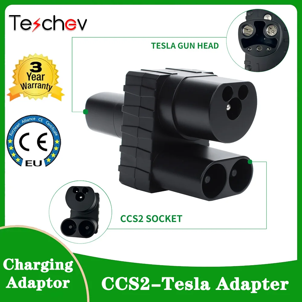 

Teschev CCS 2 to Tesla EV Charging Adapter 250A CCS2 Combo Tesla Convertor for Car Charger CCS2 Tesla Adapterr