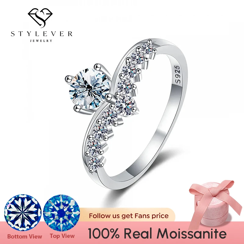 

Stylever Luxury Gemstone Princess Crown Rings for Women Moissanite Solitaire Ring Wedding Diamond 925 Sterling Silver Jewelry