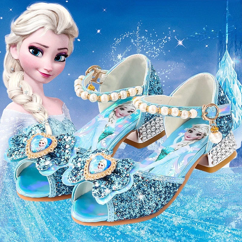 Туфли принцессы Disney для девочек Летние Босоножки с открытым носком жемчугом