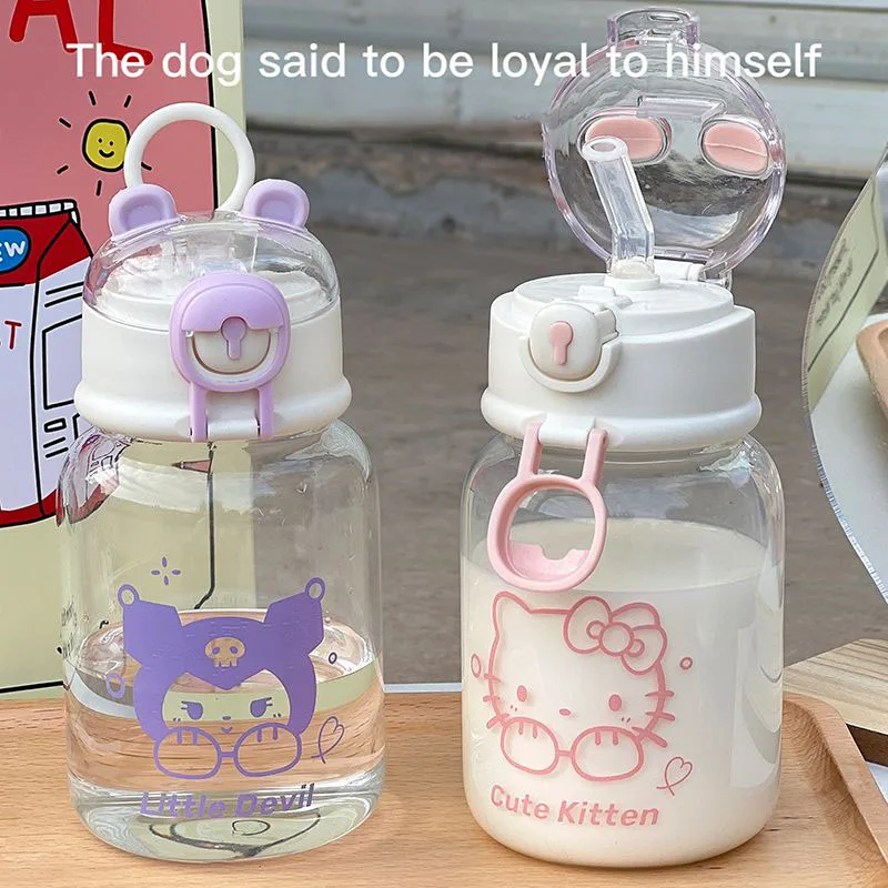 

400ML Kawaii Kuromi Pochacco Pompom Purin Water Cup Anime Sanrioed Glass Cup Cartoon Cute Coffee Cup Gift for Girls