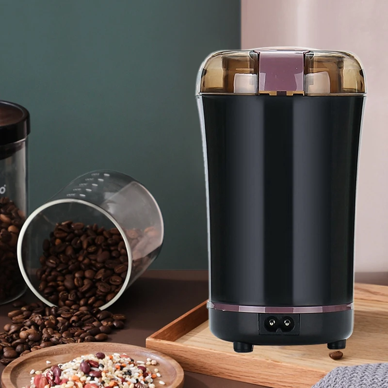 

Mini Portable Electric Coffee Bean Grinder Kitchen Tool Herbs Salt Pepper Nuts Grains Crusher EU Plug -Black