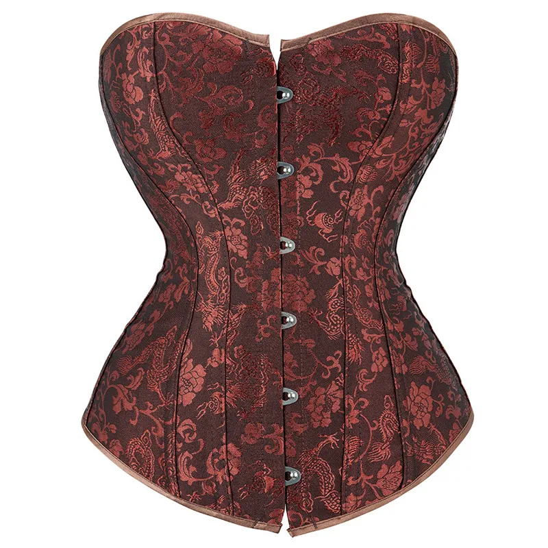 

Sexy Women Overbust Corset Bustiers Lingerie Top Vintage Floral Satin Jacquard CorsetsWaist Trainer Fashions Party Clubwear