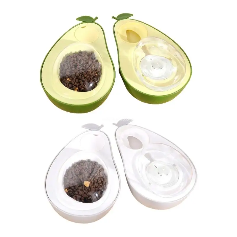 

Avocado Shape Slow Feeding Pet Double Bowl Non-slip Base Dog Food Water Bowls Dropship