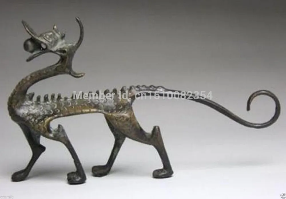

Rare EXCELLENT Chinese bronze carved luck dragon figurine