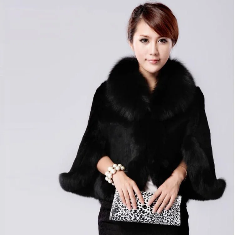 ICCLEK 2020 women's new imitation fur coat imitation fox fur rabbit fur grass Cape cape coat