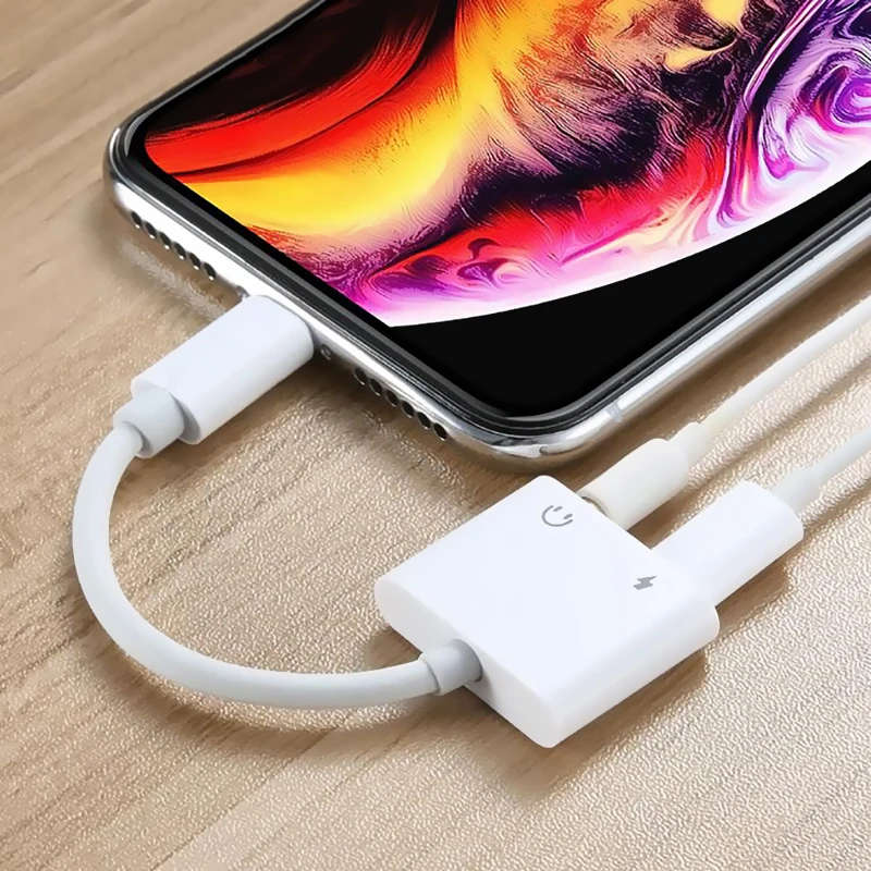 

2 In 1 Charging Cable And Audio Aux Headphone 3.5mm Jack Adapter For iPhone 13 12 11 Pro XS Max XR X 8 7 Plus Lighting To 3.5 Mm