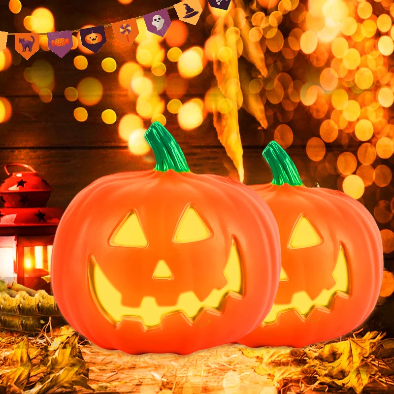 Продажа 23см Хэллоуин Джек-О-Фонарь Тыква Светодиодный Свет Лампа Творческое Украшение Мигающий Призрак Фестиваль Светящийся Парк Крытый Сад Украш...