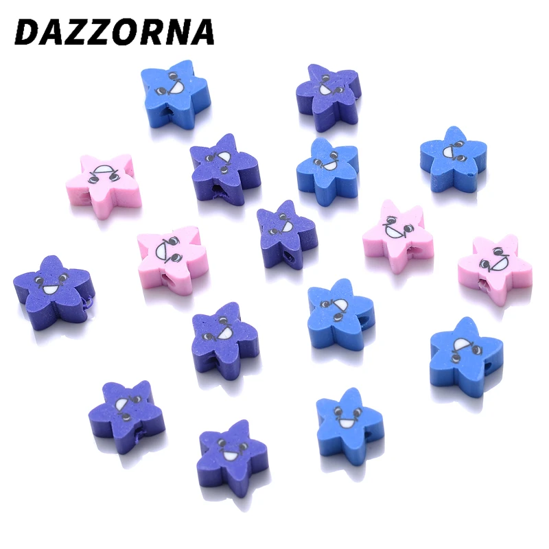

50Pcs/Pack Polymer Clay Beads Mixed Five-Pointed Star Loose Spacer Beads For Charms Jewelry Findings Making DIY Bracelet Crafts