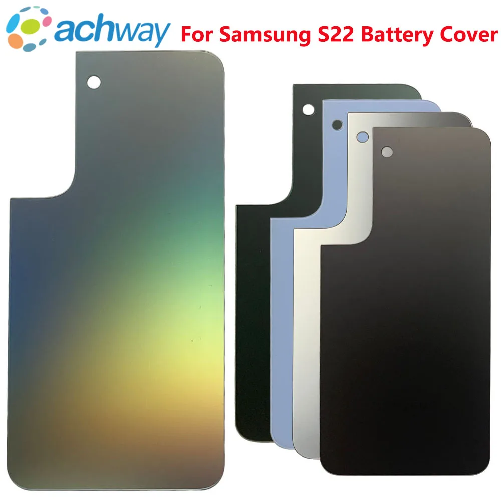

Металлик для Samsung Galaxy S22, задняя крышка батарейного отсека 6,1 дюйма, Задняя стеклянная крышка для samsung S22
