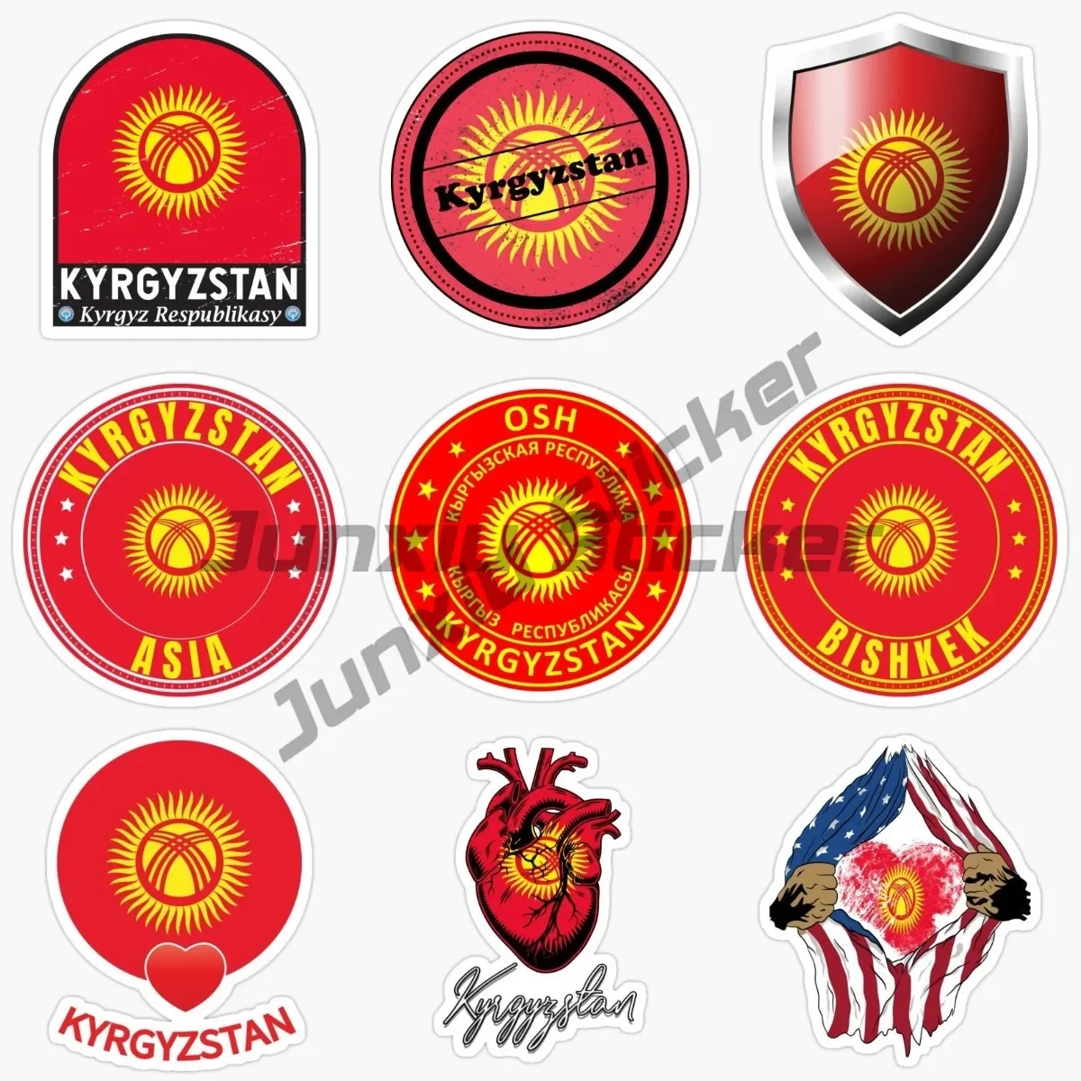 Модный дизайн индивидуальный стиль автомобиля флаг Киргизии наклейка