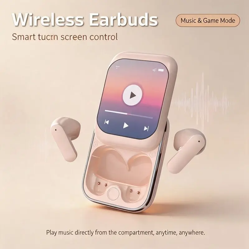 Фото Интеллектуальные Bluetooth-наушники с полноцветным экраном, функцией управления через приложение, сенсорным управлением, цифровым дисплеем, шумоподавлением и длительным временем автономной работы. №1